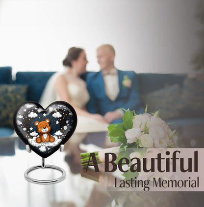 10 inch heart shaped bear urn for cremation ashes