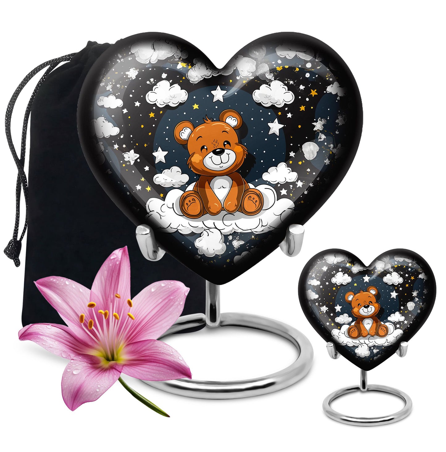 10 inch heart shaped bear urn for cremation ashes
