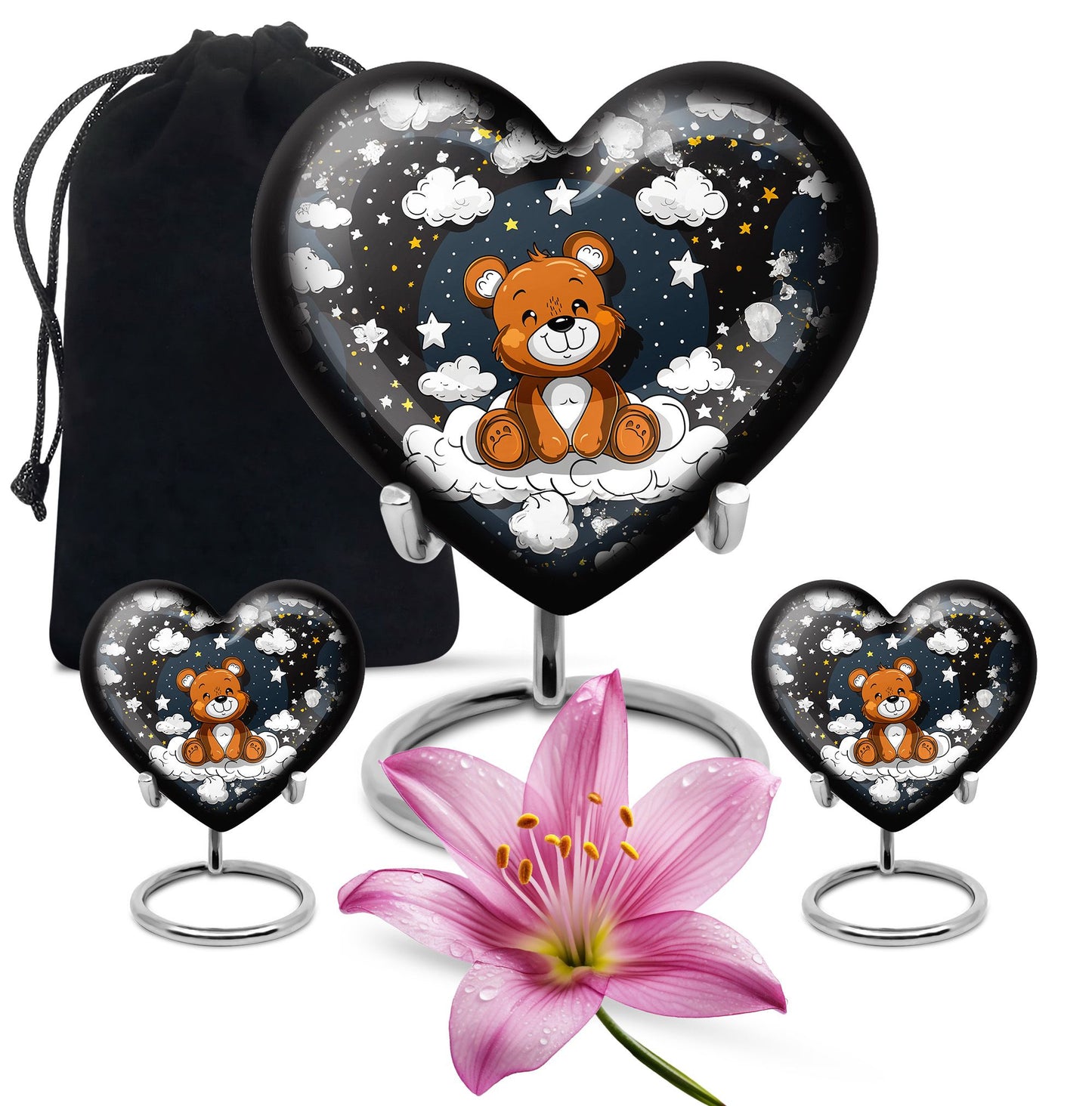 10 inch heart shaped bear urn for cremation ashes