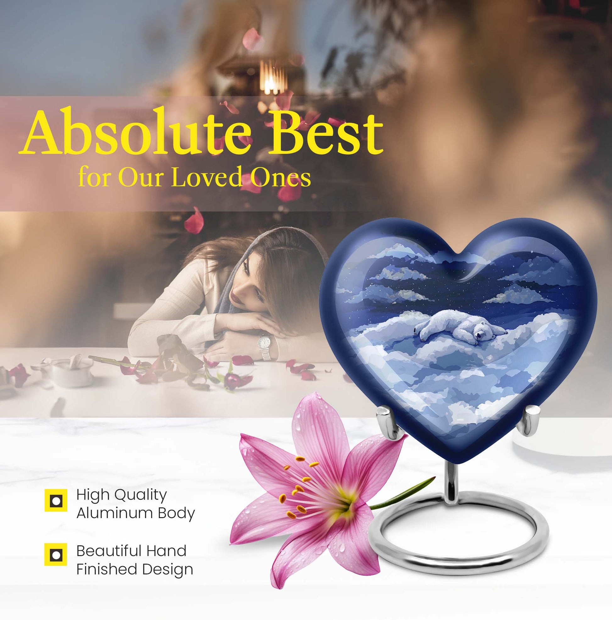 heart design bear urn