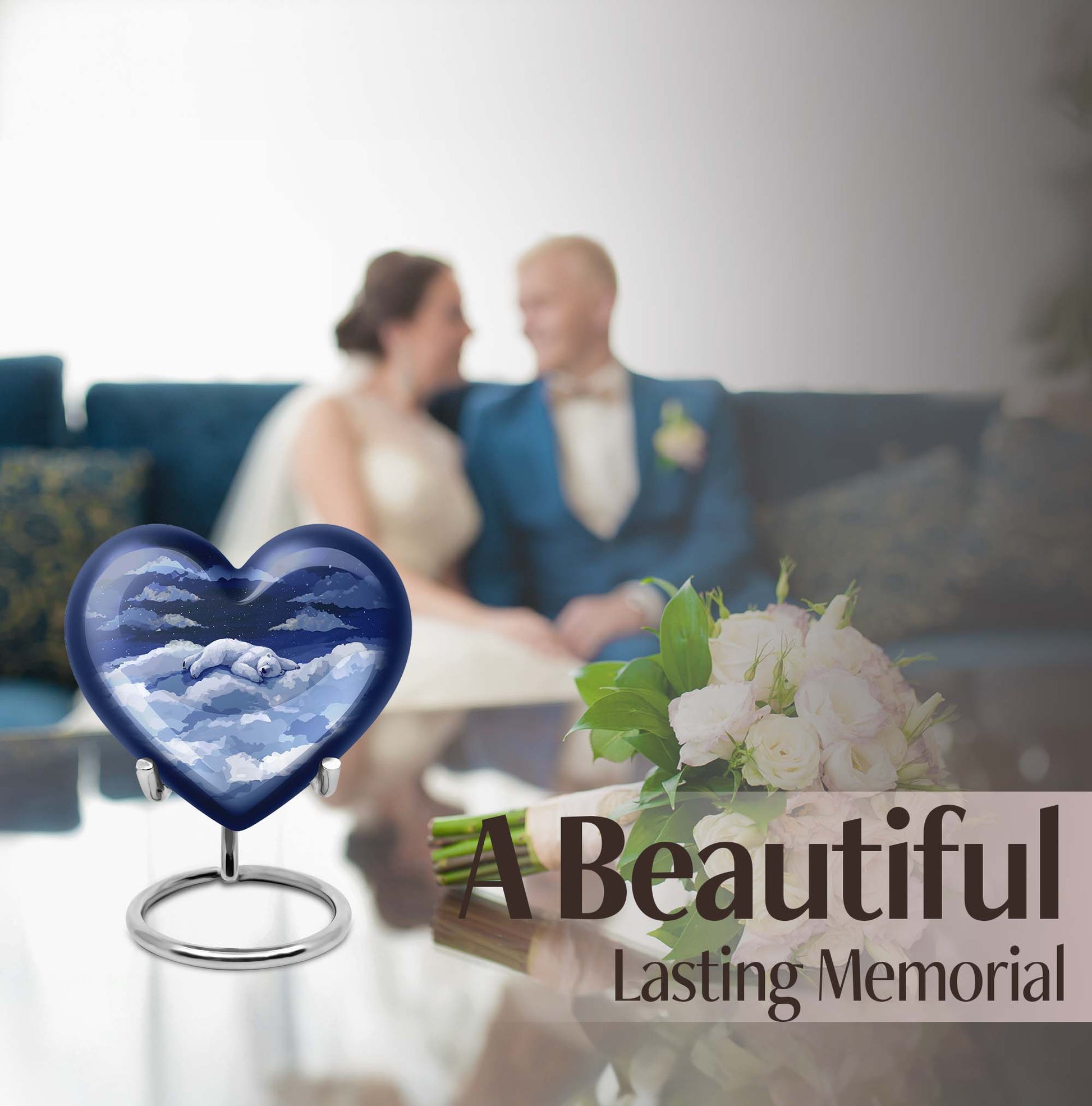 heart design bear urn