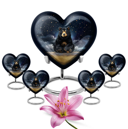 10-inch heart design bear urn for memorial burial,