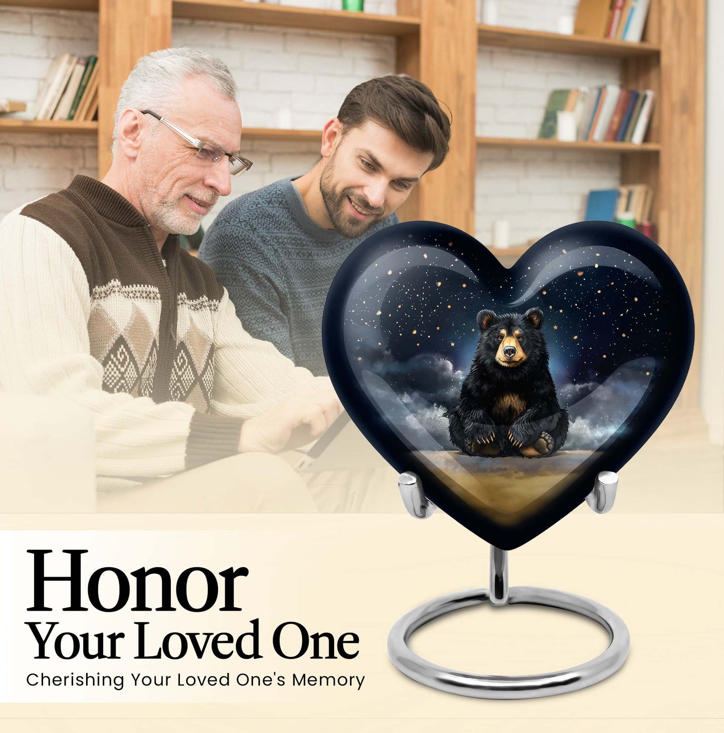 10-inch heart design bear urn for memorial burial,