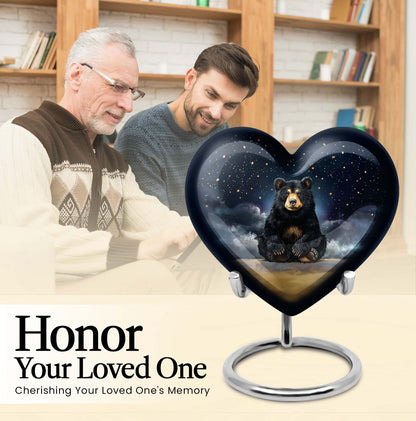 10-inch heart design bear urn for memorial burial,