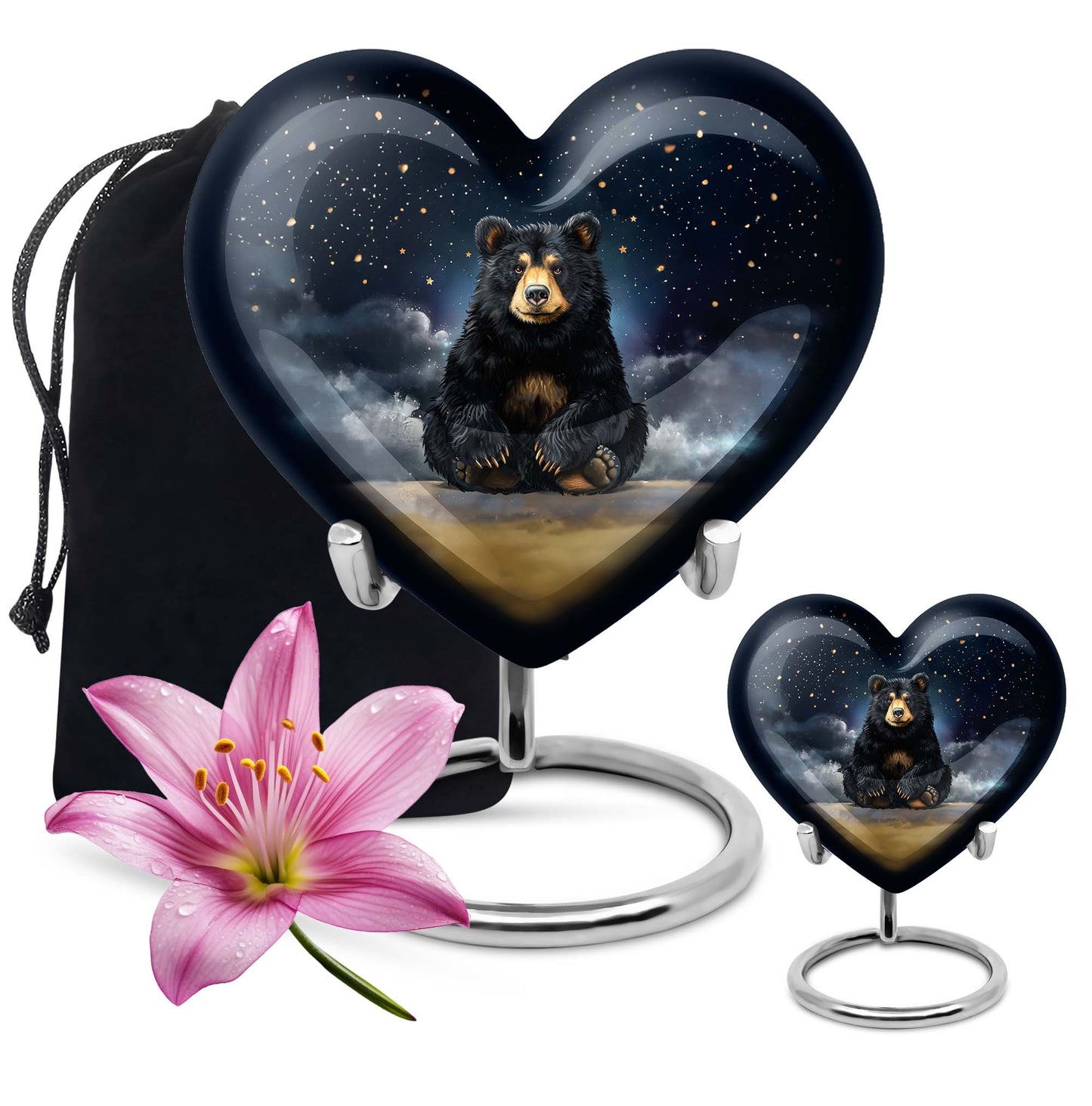 10-inch heart design bear urn for memorial burial,