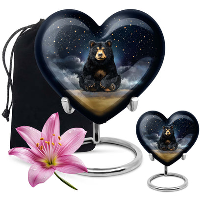10-inch heart design bear urn for memorial burial,