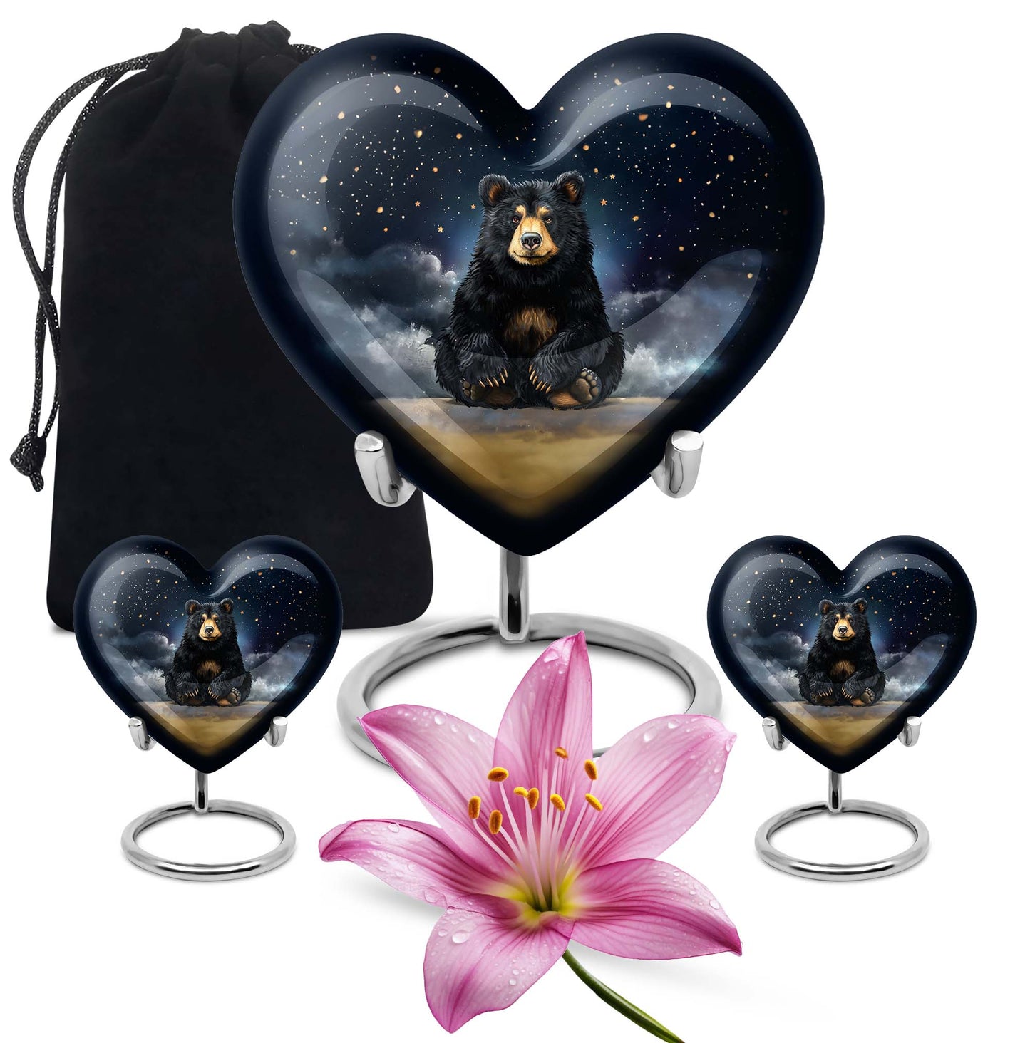 10-inch heart design bear urn for memorial burial,