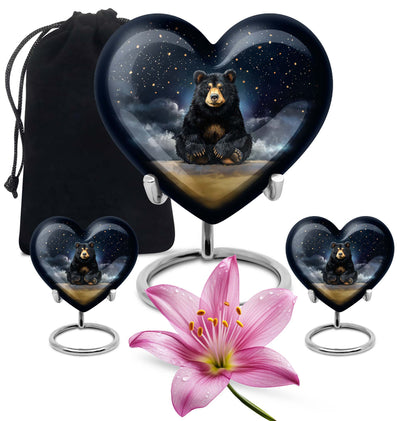 10-inch heart design bear urn for memorial burial,