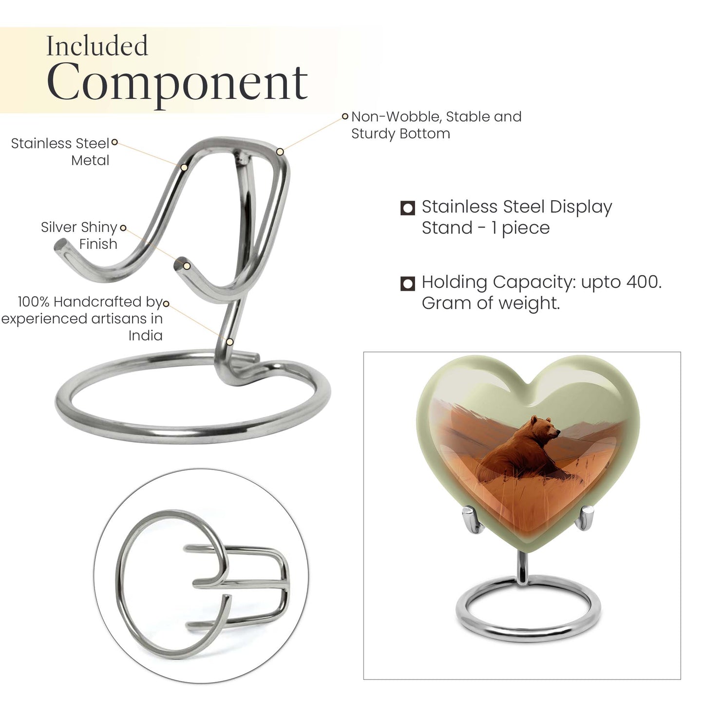 10-inch Heart urn for bear cremation