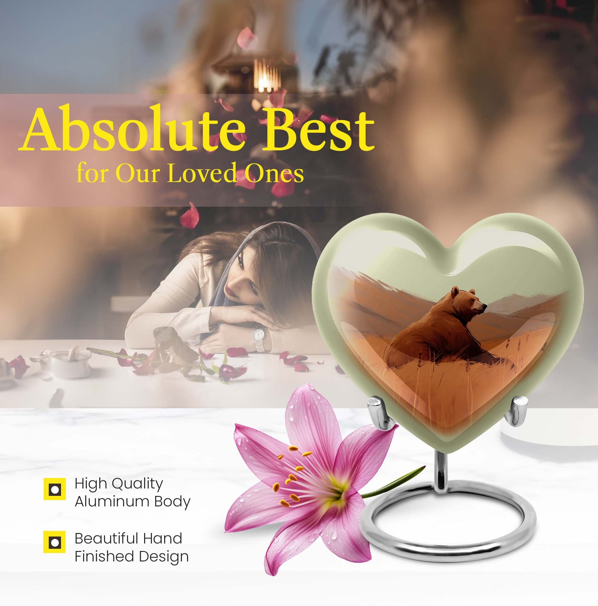 10-inch Heart urn for bear cremation