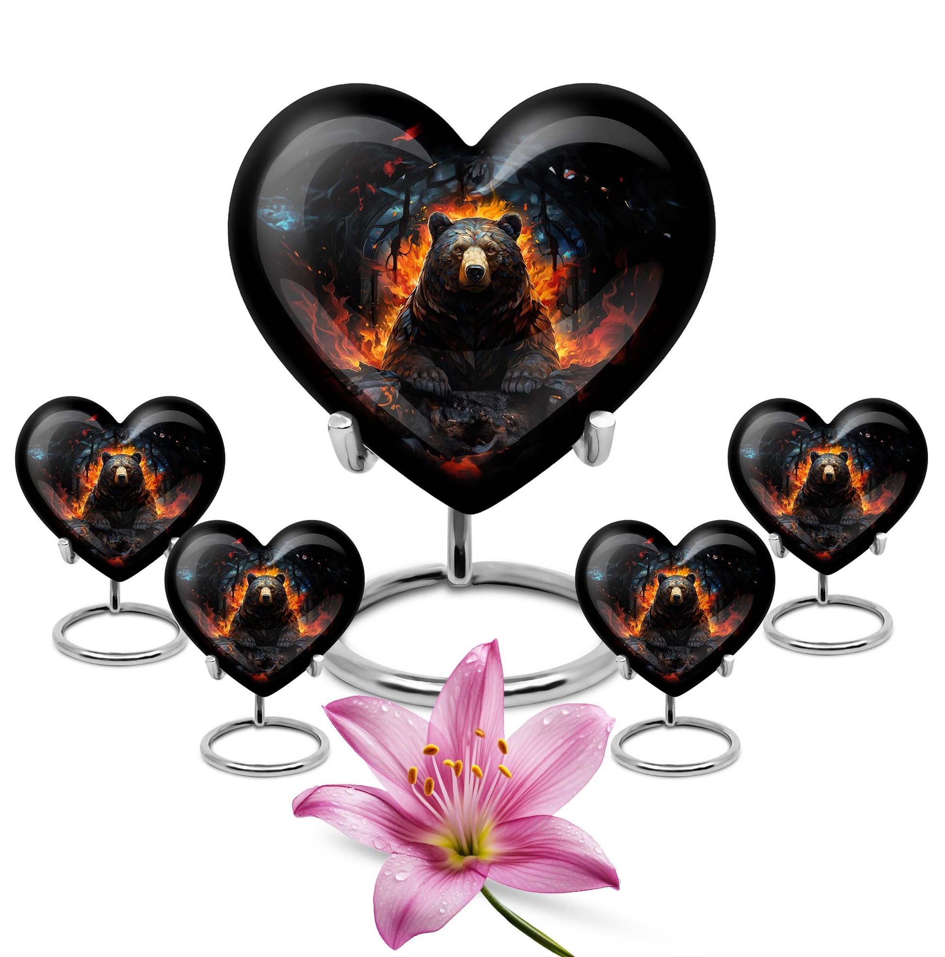 heart shaped bear urn for female