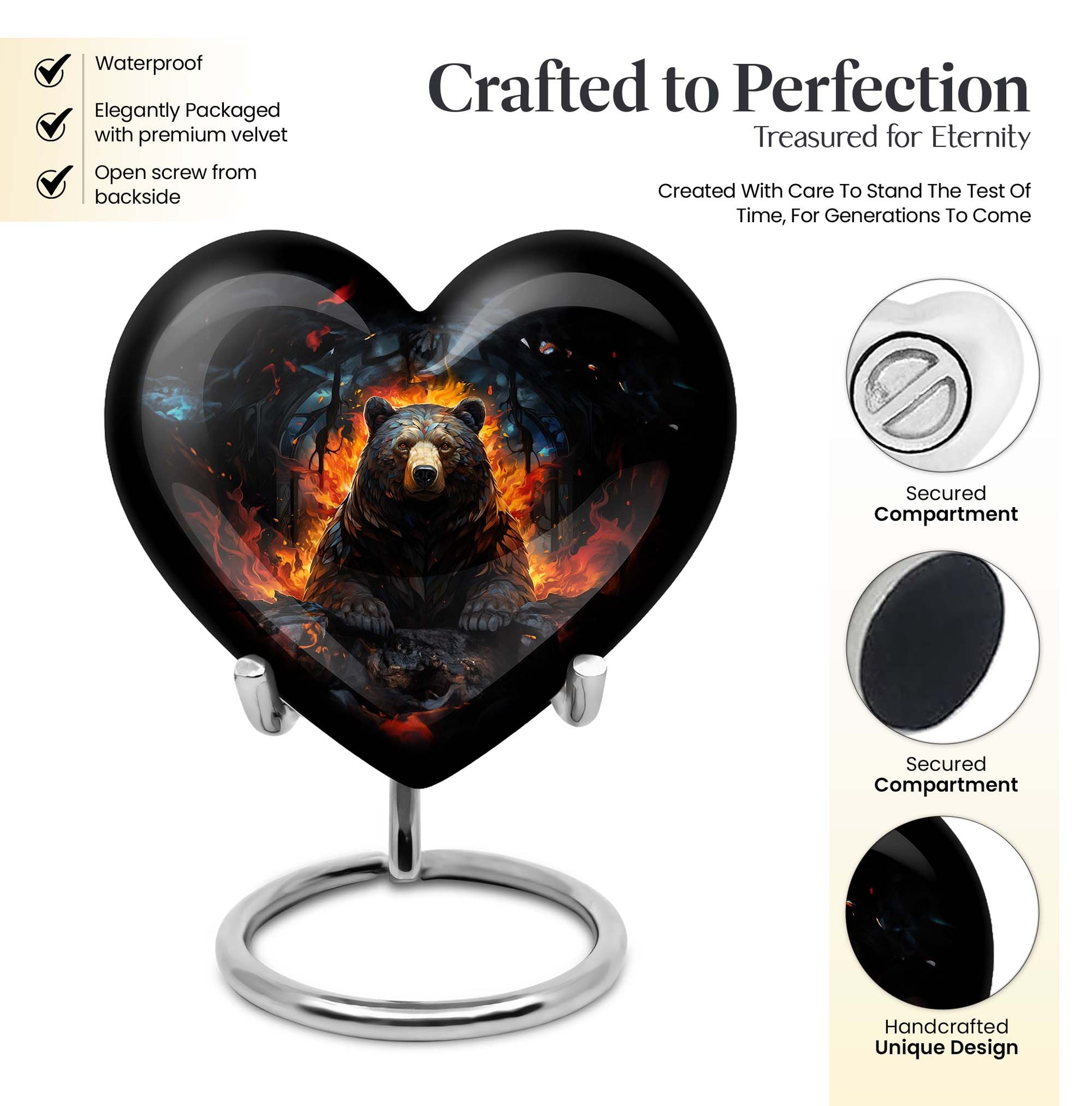 heart shaped bear urn for female