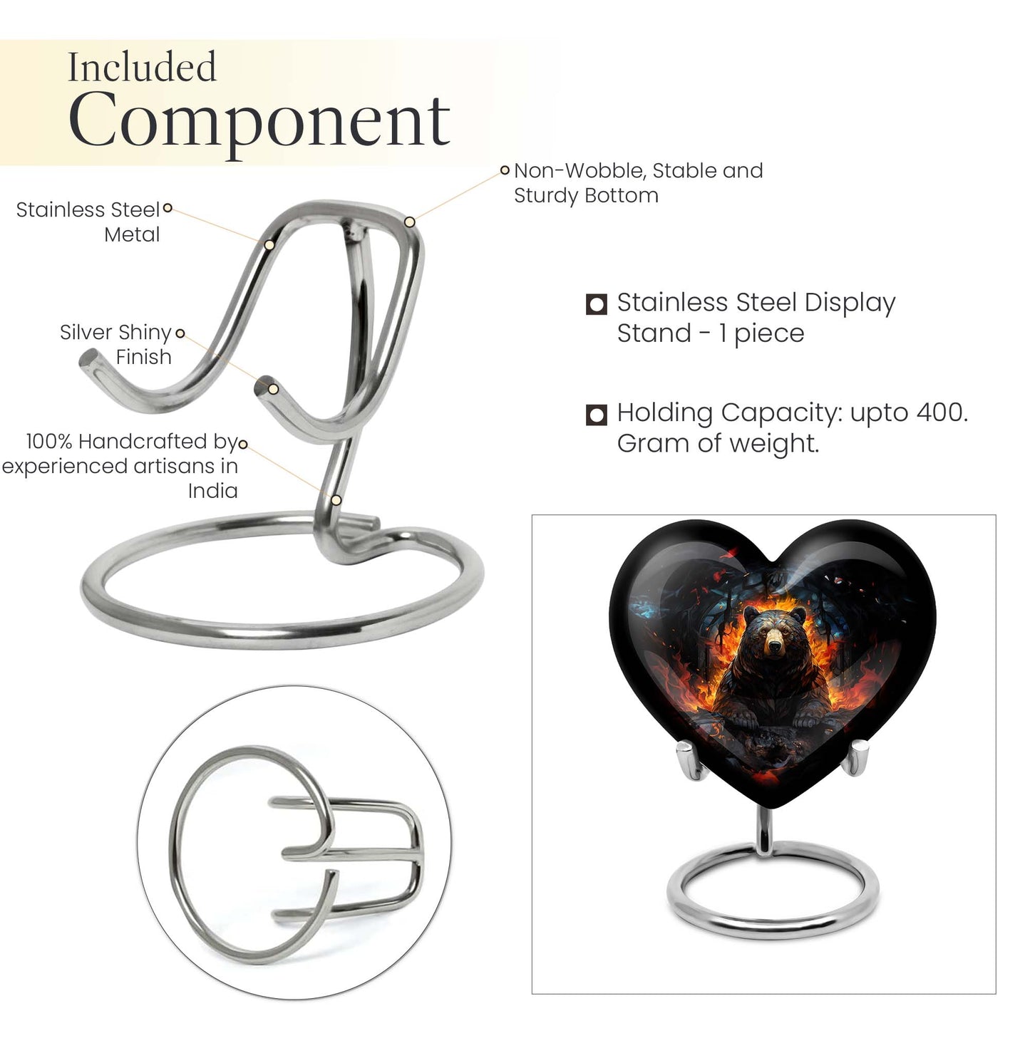heart shaped bear urn for female
