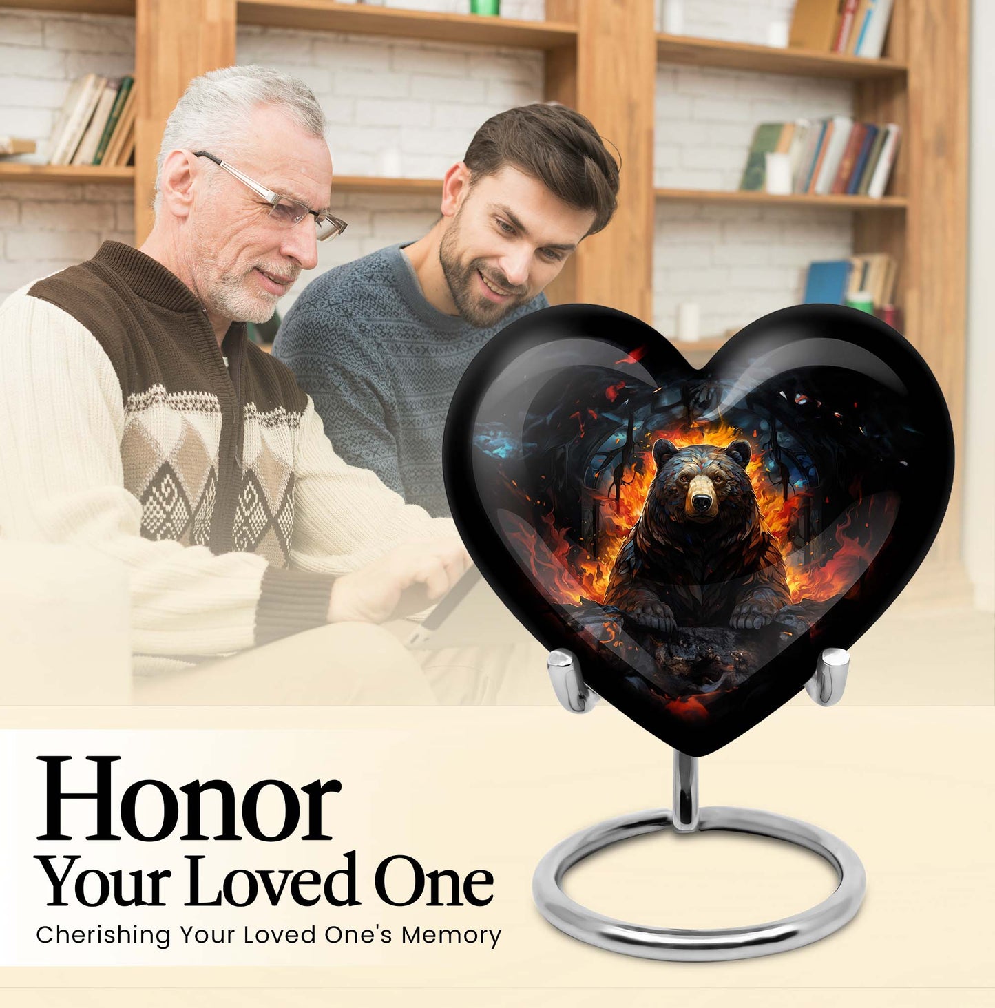 heart shaped bear urn for female