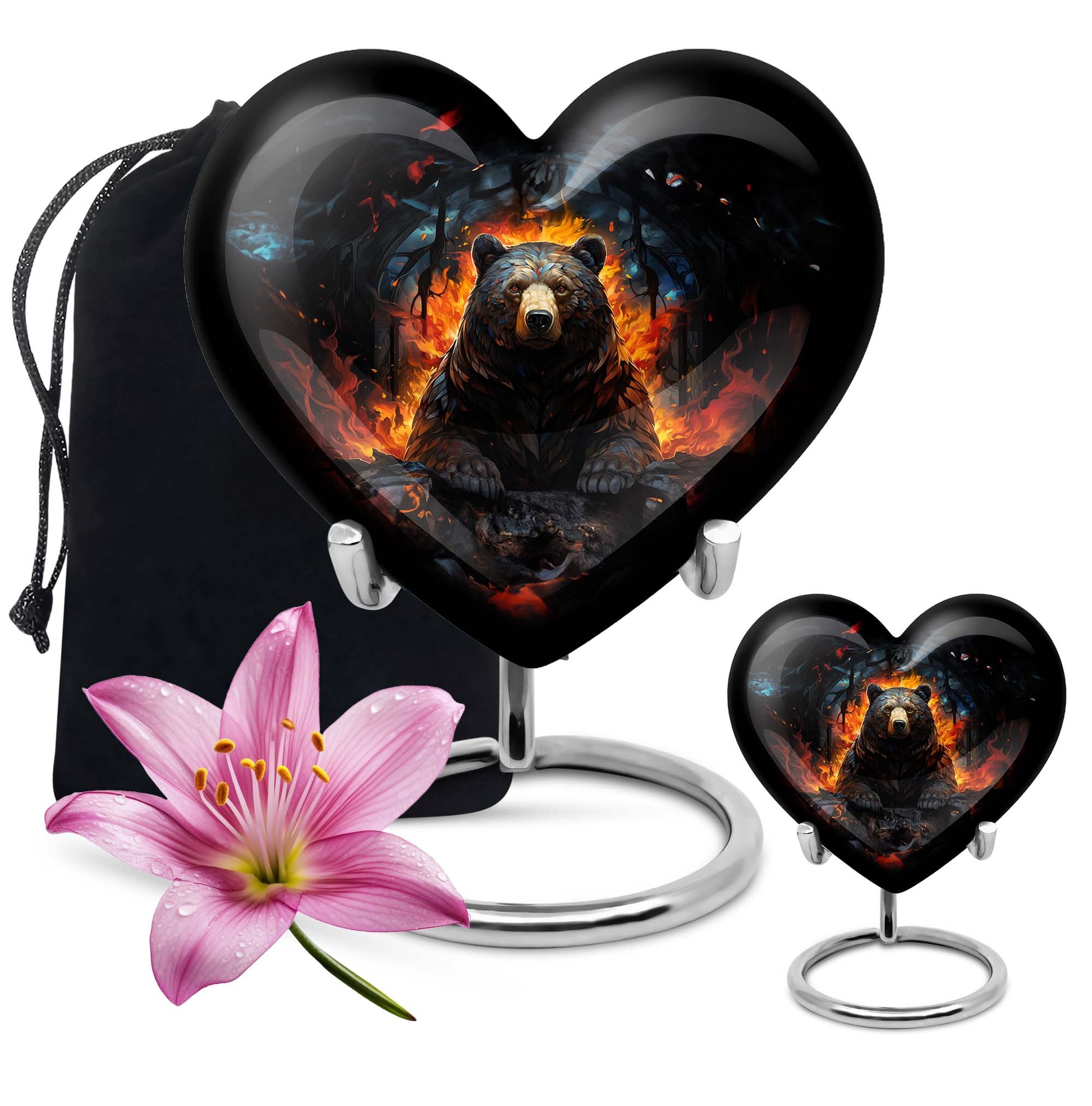 heart shaped bear urn for female