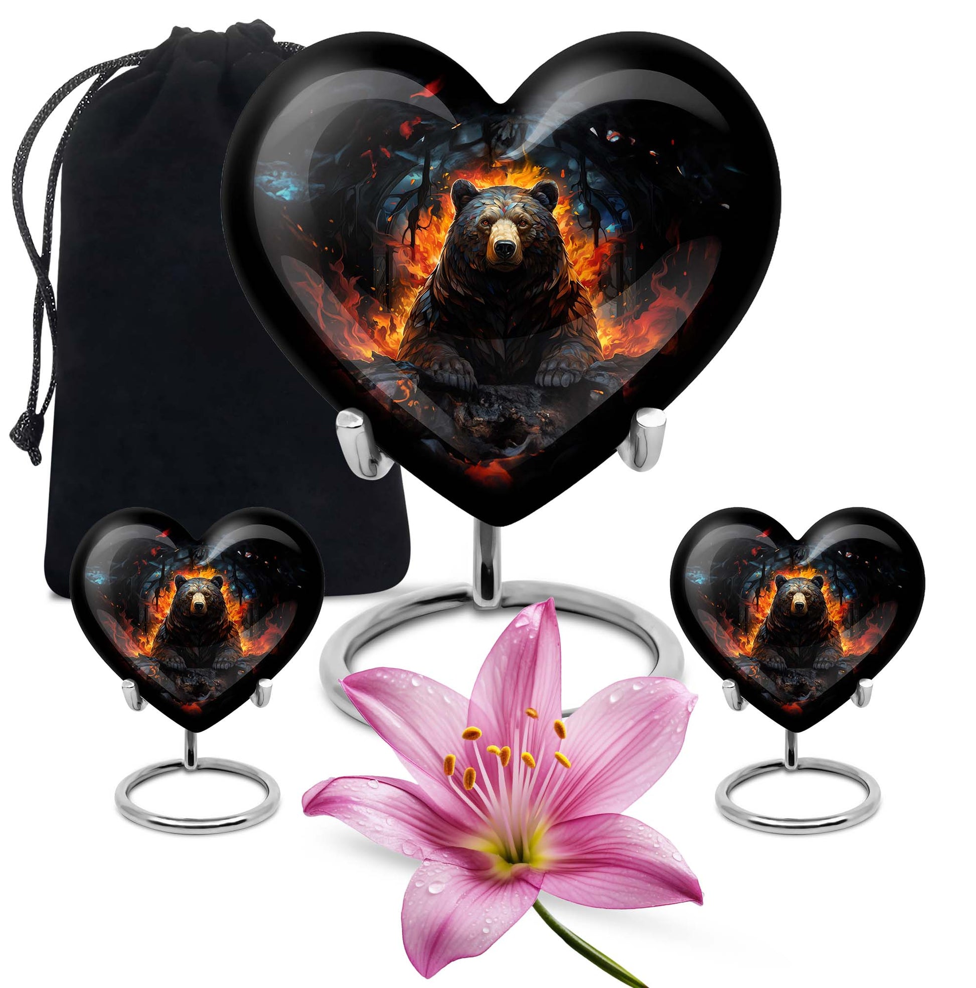 heart shaped bear urn for female