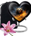 10-inch heart-shaped bear urn for human ashes, 