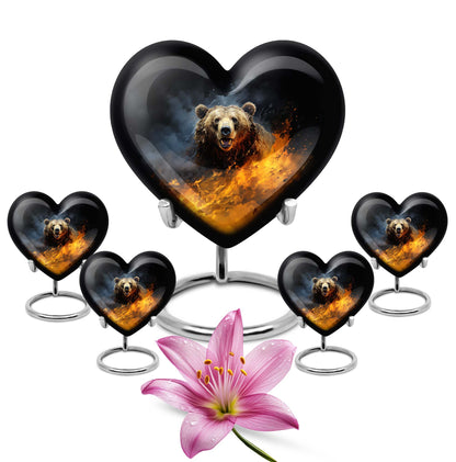 10-inch heart-shaped bear urn for human ashes, 