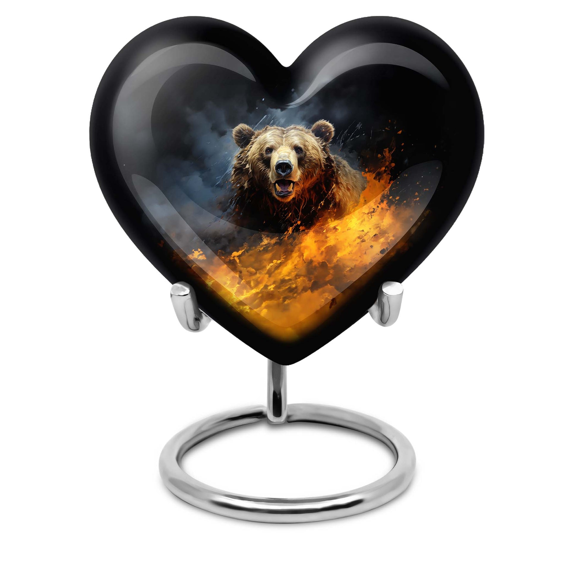10-inch heart-shaped bear urn for human ashes, 