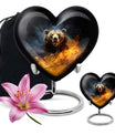 10-inch heart-shaped bear urn for human ashes, 