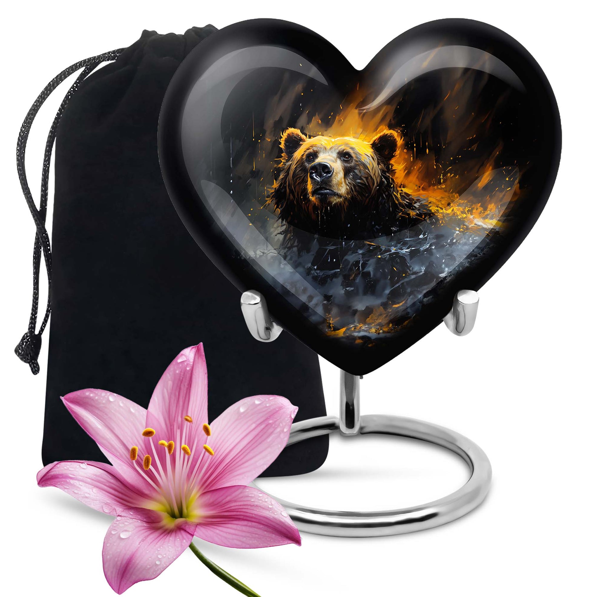 heart-shaped bear urn for female cremation ashes