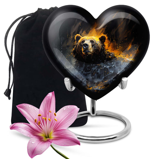 heart-shaped bear urn for female cremation ashes