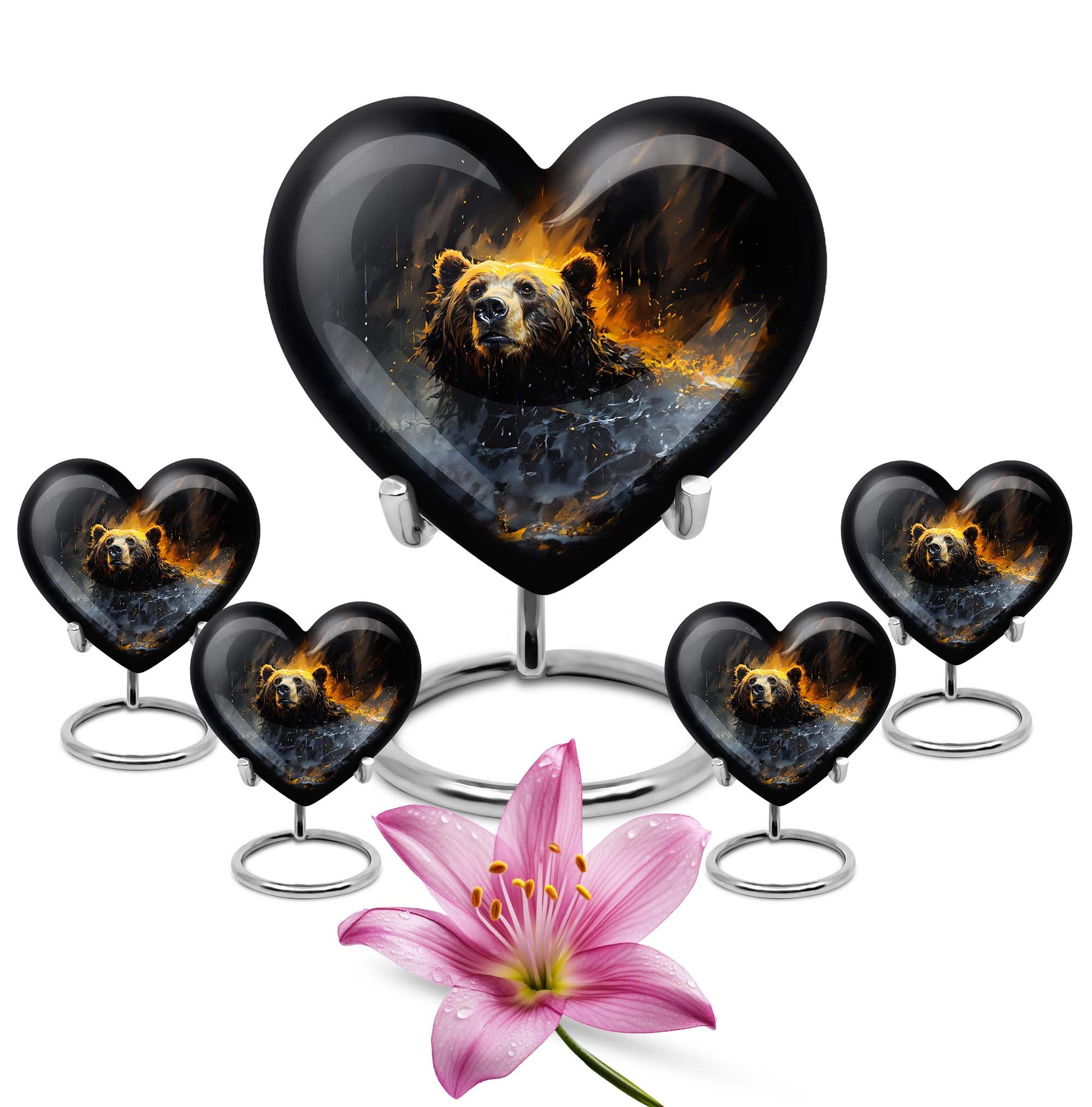 heart-shaped bear urn for female cremation ashes