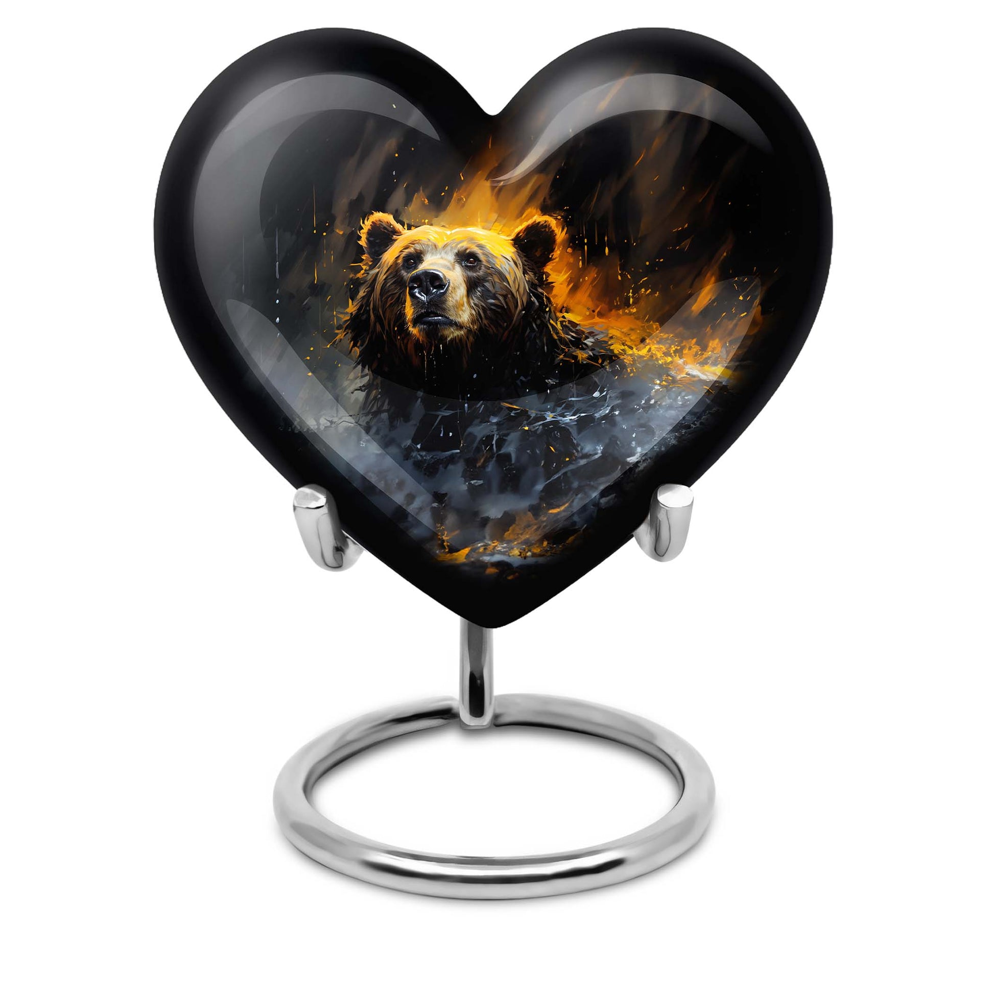 heart-shaped bear urn for female cremation ashes