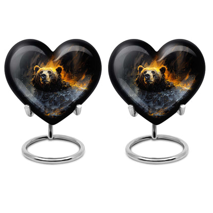 heart-shaped bear urn for female cremation ashes