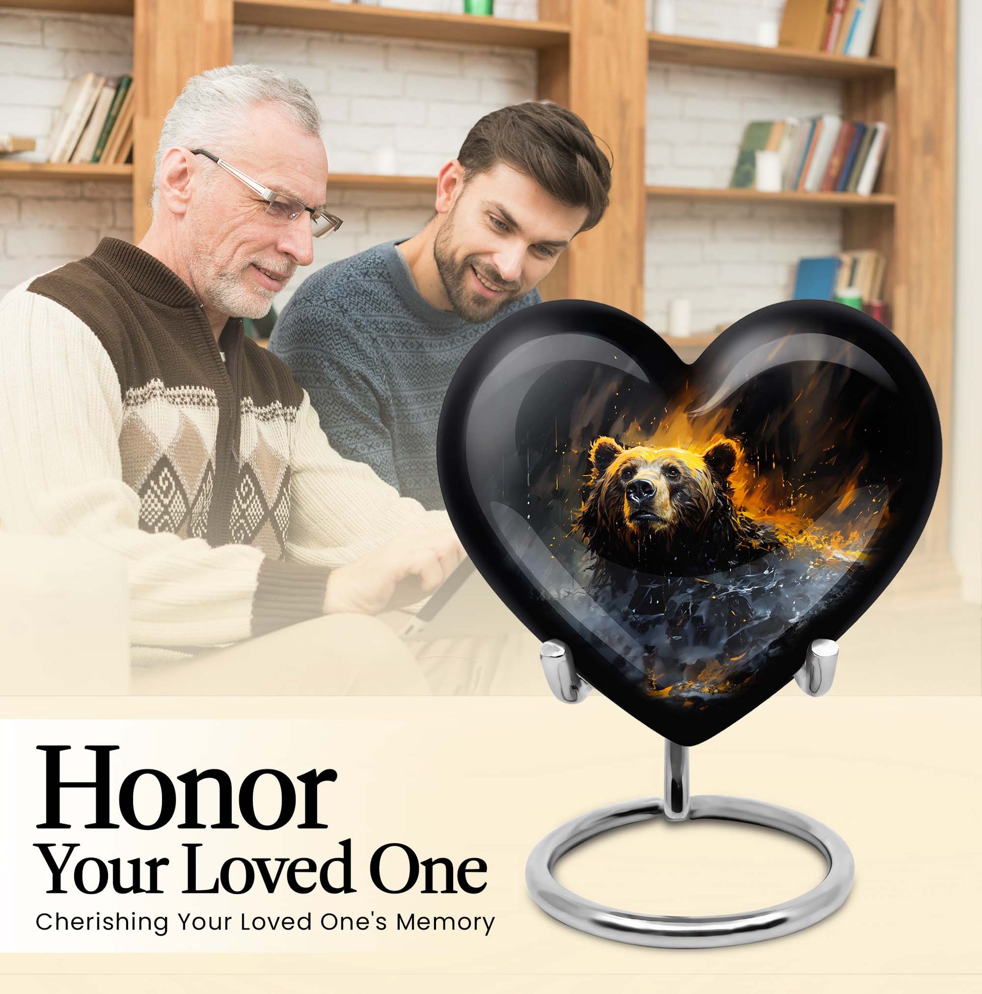 heart-shaped bear urn for female cremation ashes
