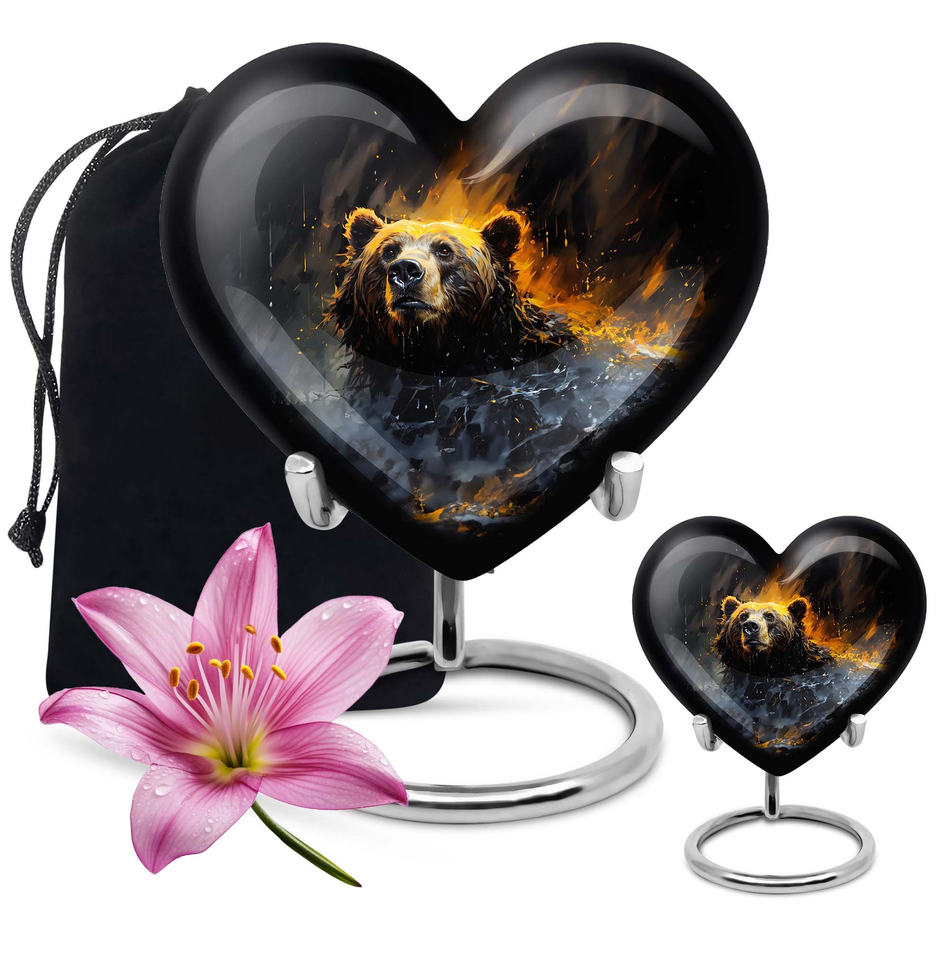 heart-shaped bear urn for female cremation ashes