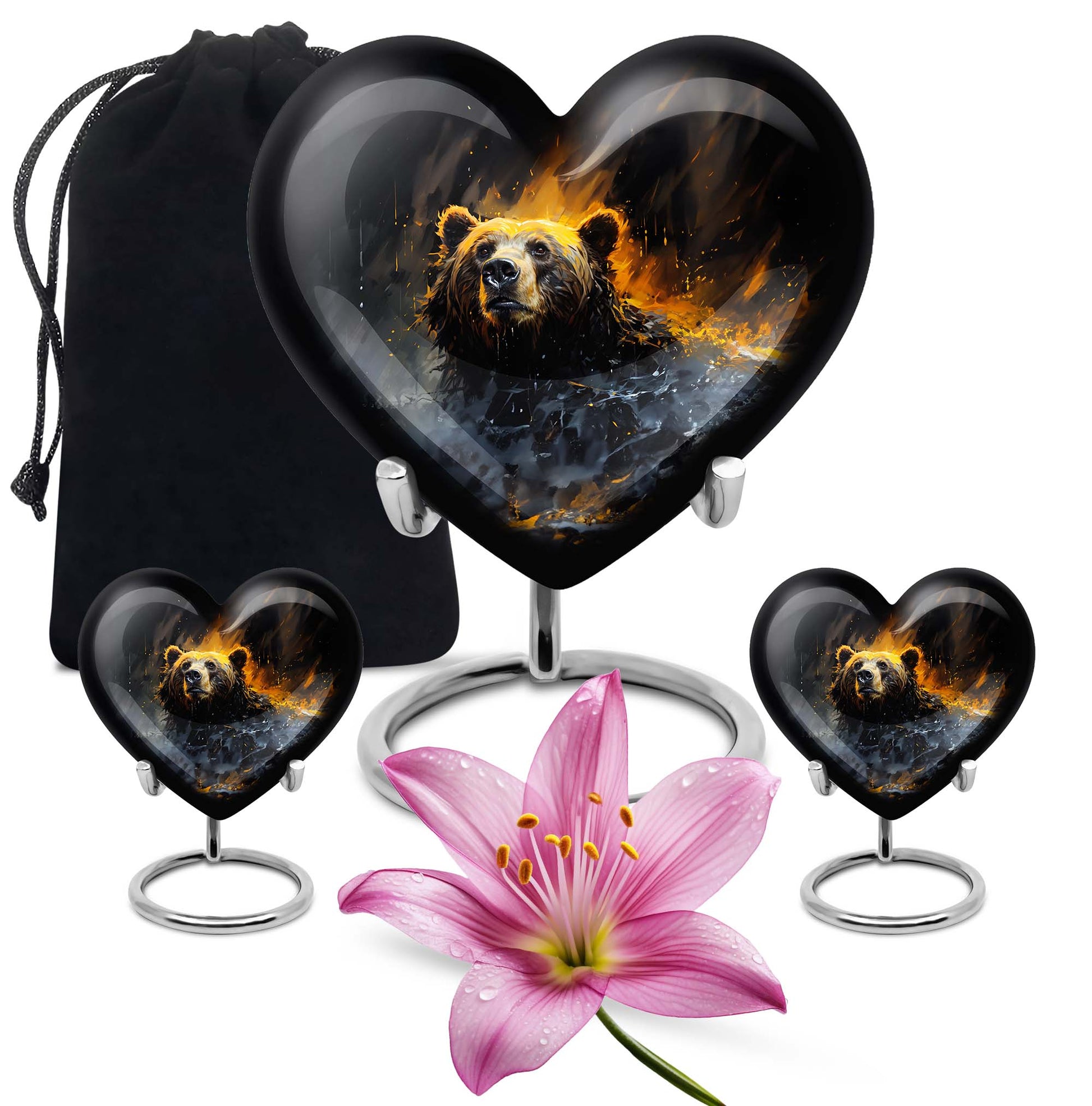 heart-shaped bear urn for female cremation ashes