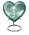 heart-shaped aluminium bear urn.