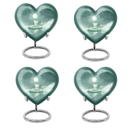 heart-shaped aluminium bear urn.