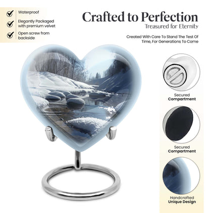 10-inch Mountains Urn, heart-shaped modern
