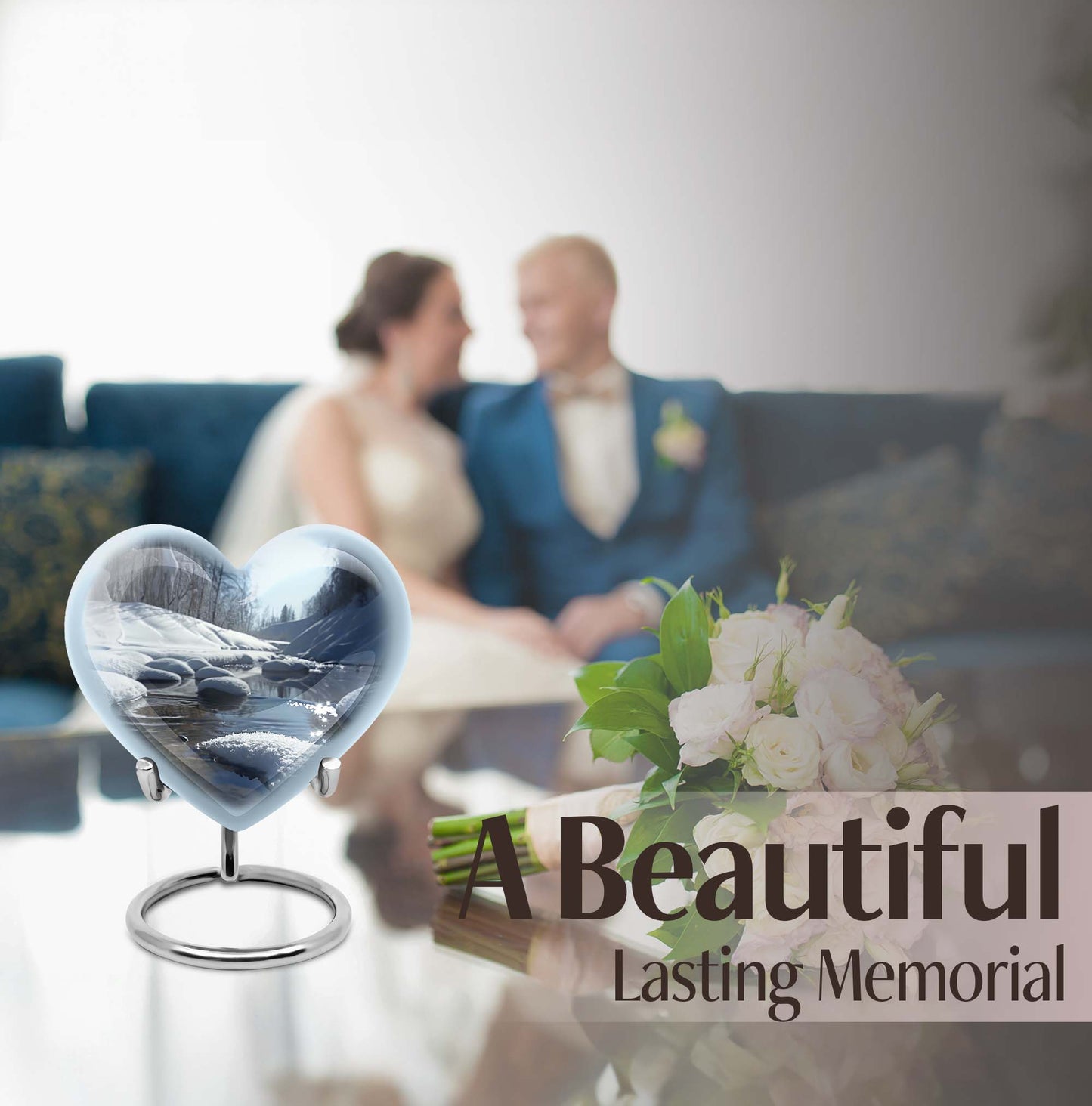 10-inch Mountains Urn, heart-shaped modern