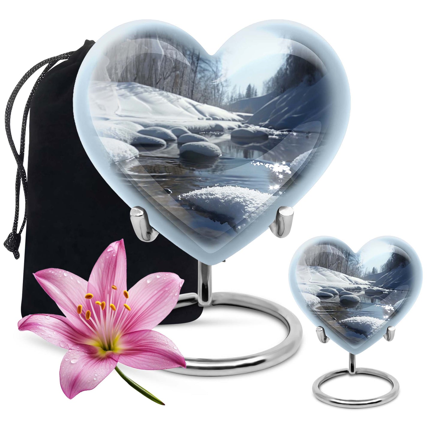 10-inch Mountains Urn, heart-shaped modern