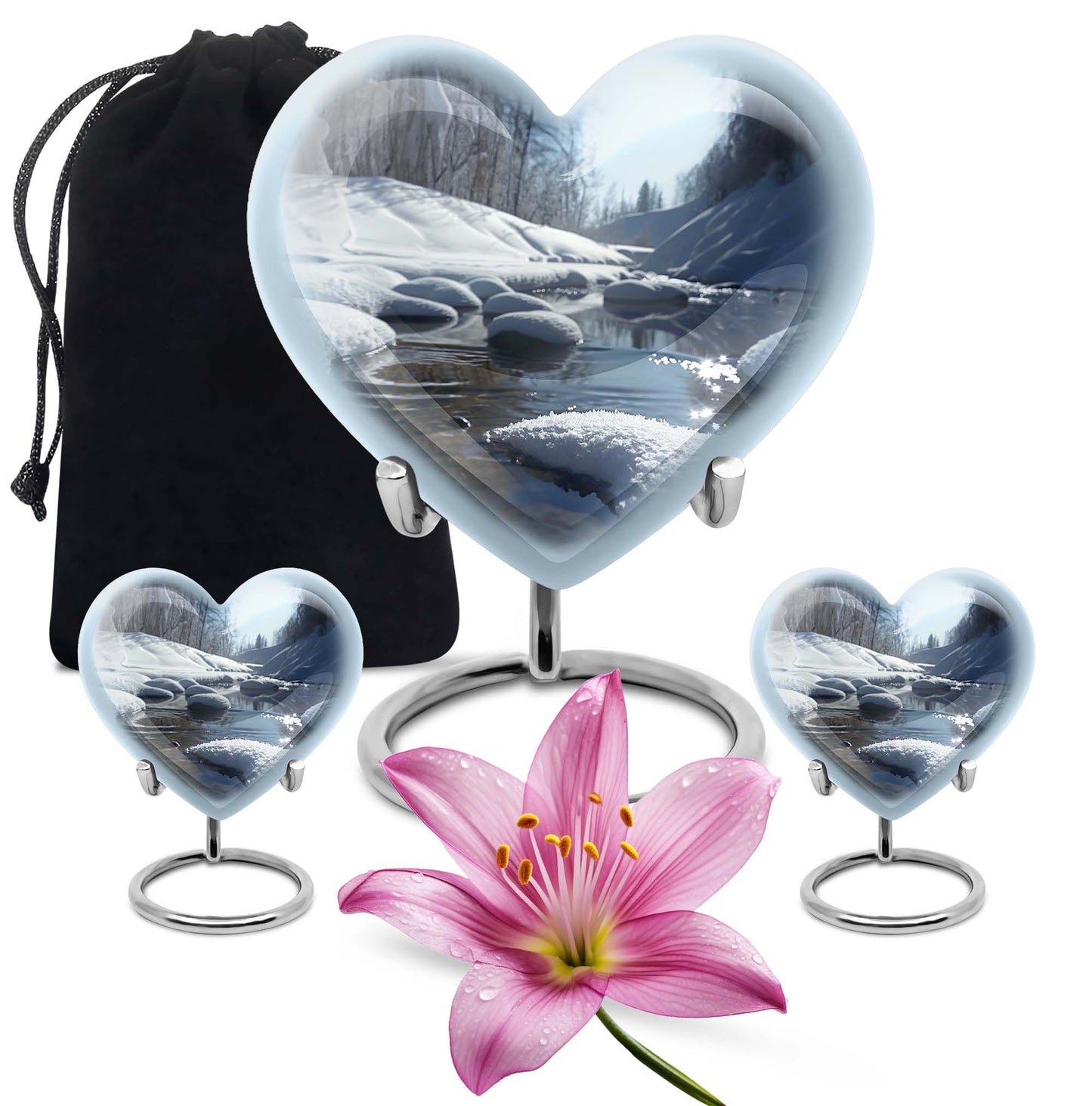 10-inch Mountains Urn, heart-shaped modern