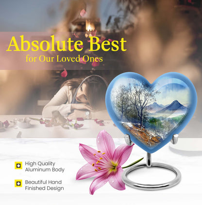 Heart Design Mountains Urn