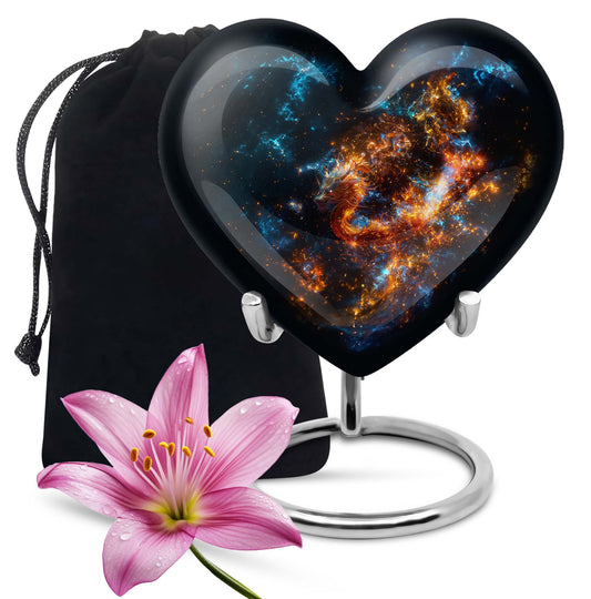 Heart urn for adult male ashes