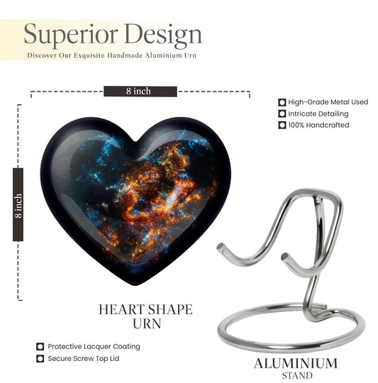 Heart urn for adult male ashes