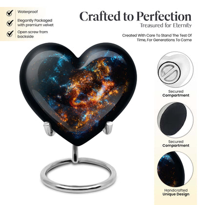 Heart urn for adult male ashes