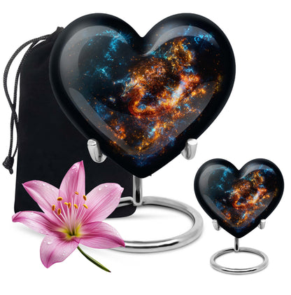 Heart urn for adult male ashes