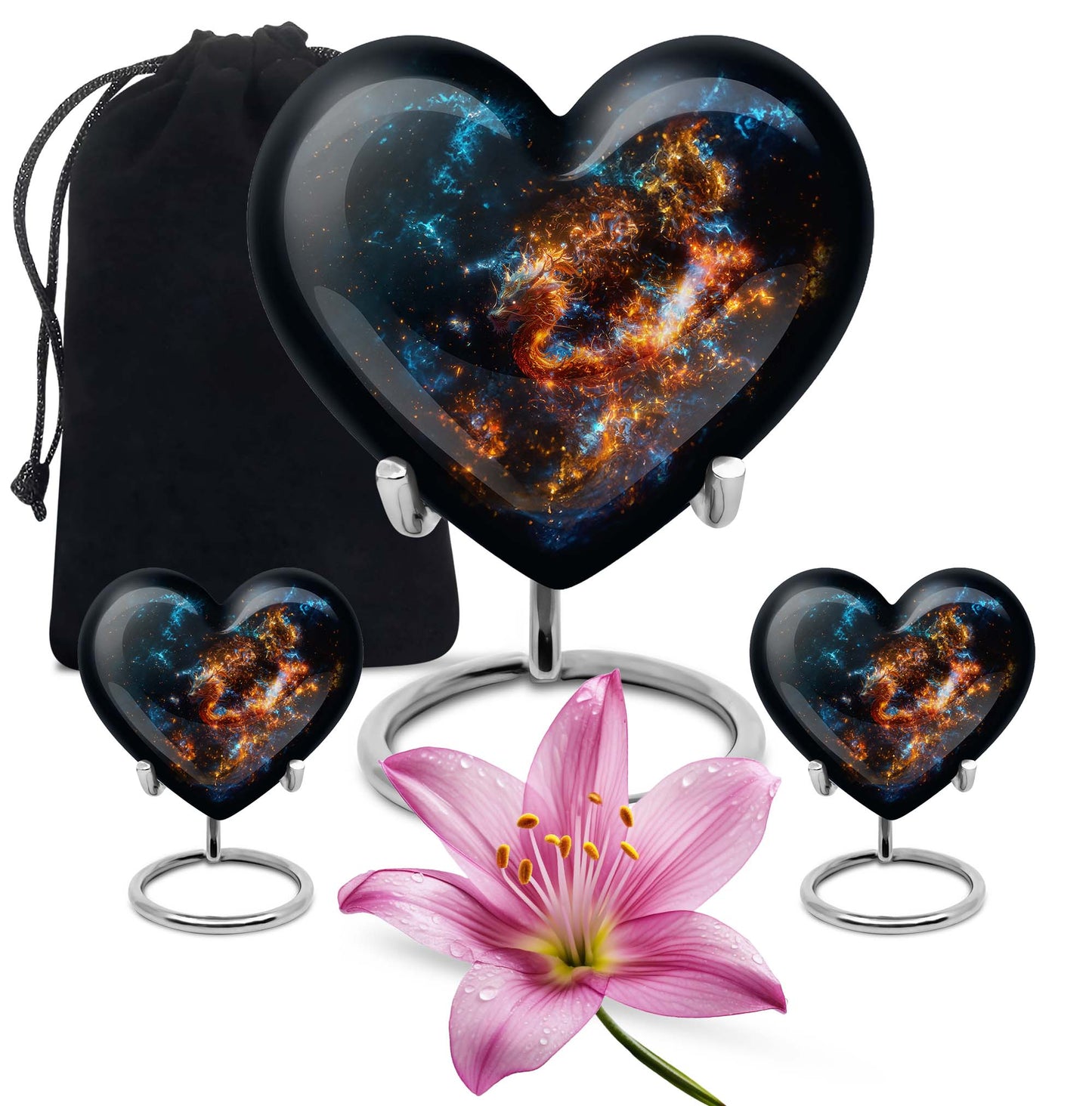 Heart urn for adult male ashes