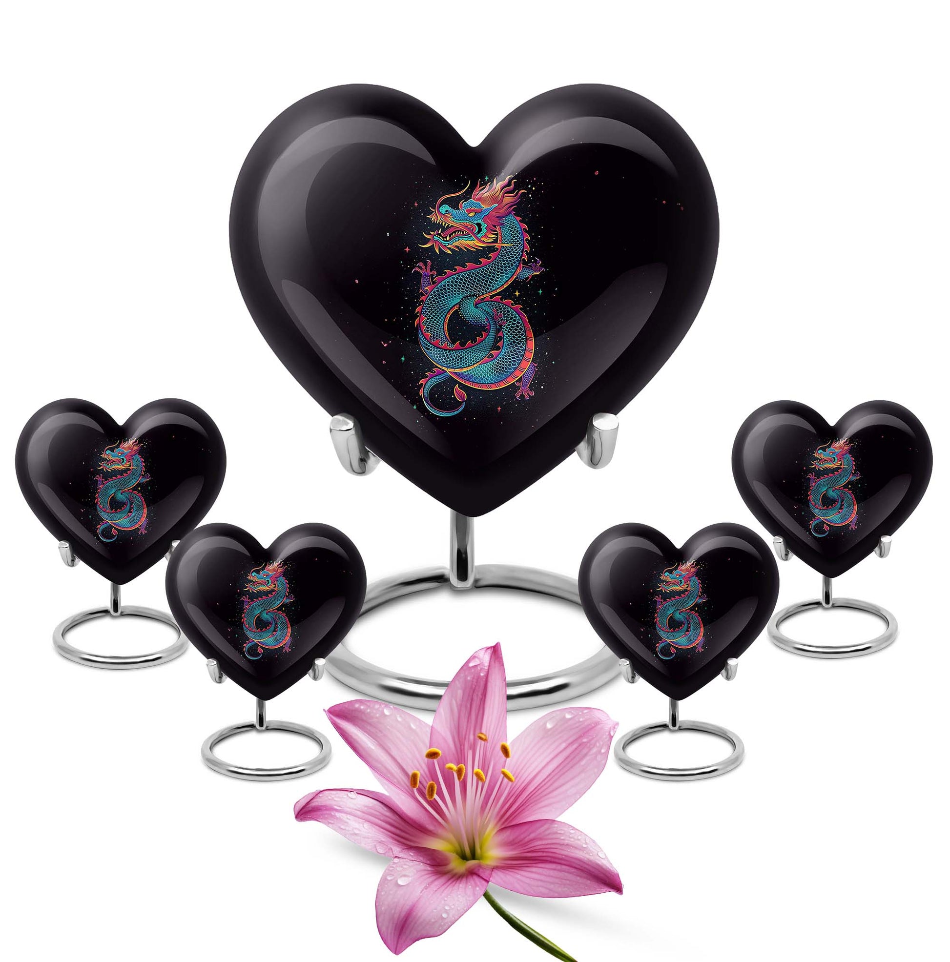  Dragon Urn for ashes, Heart Designed Memorial Urn 