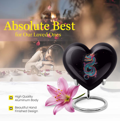  Dragon Urn for ashes, Heart Designed Memorial Urn 