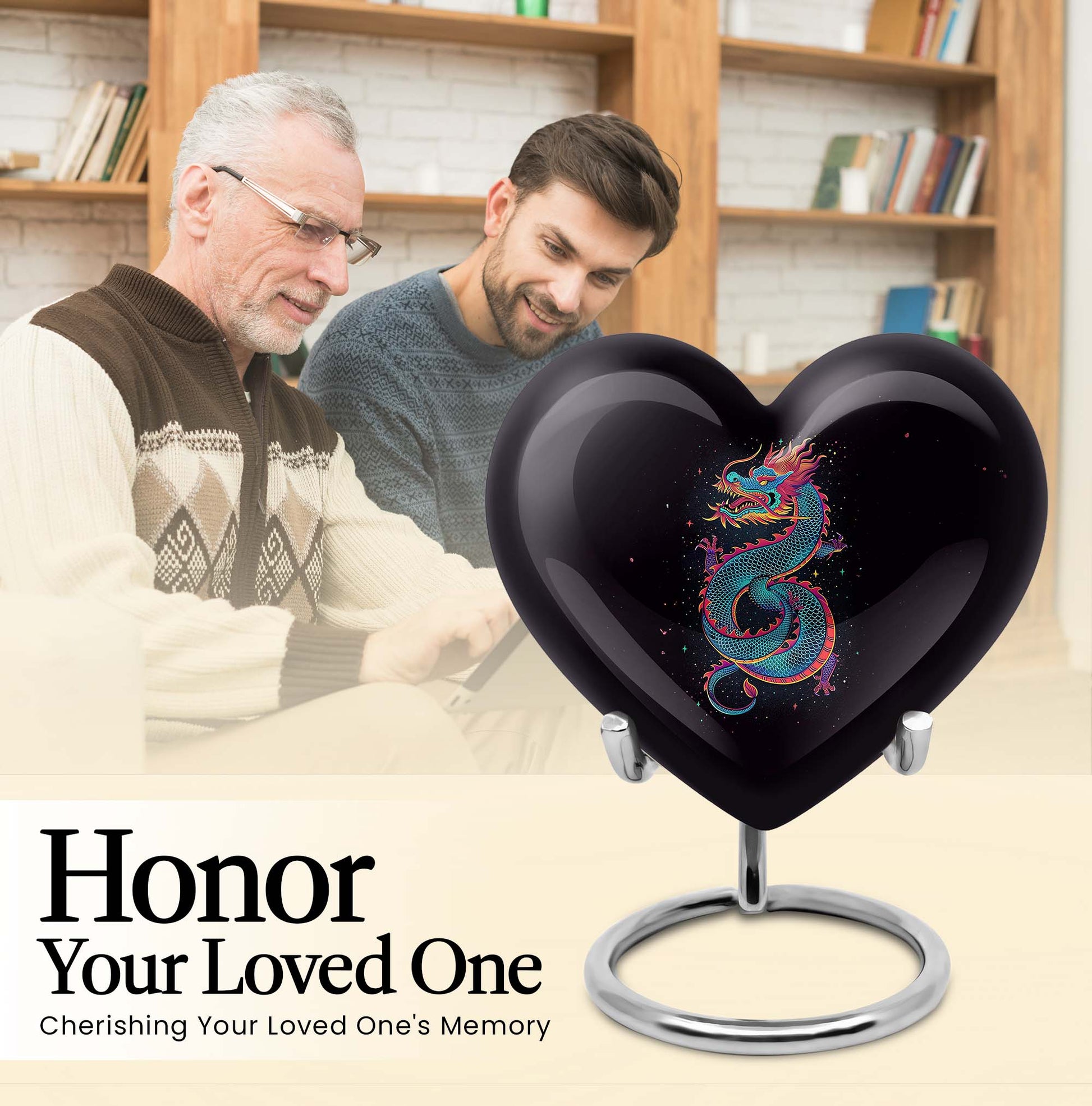  Dragon Urn for ashes, Heart Designed Memorial Urn 