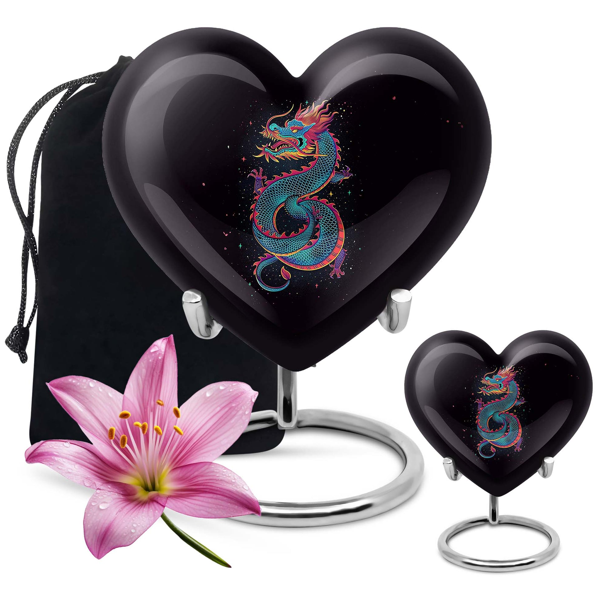  Dragon Urn for ashes, Heart Designed Memorial Urn 