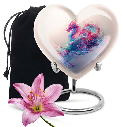 10-inch heart-shaped dragon urn, 