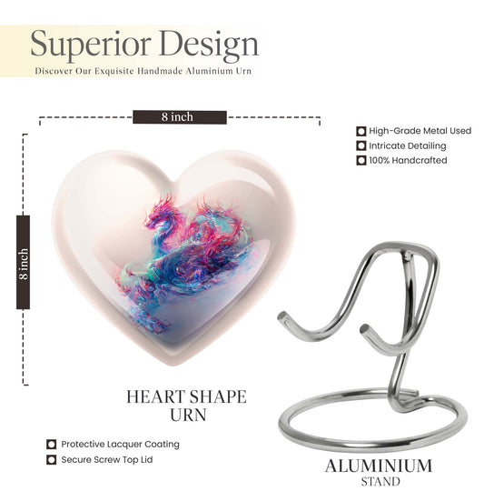 10-inch heart-shaped dragon urn, 